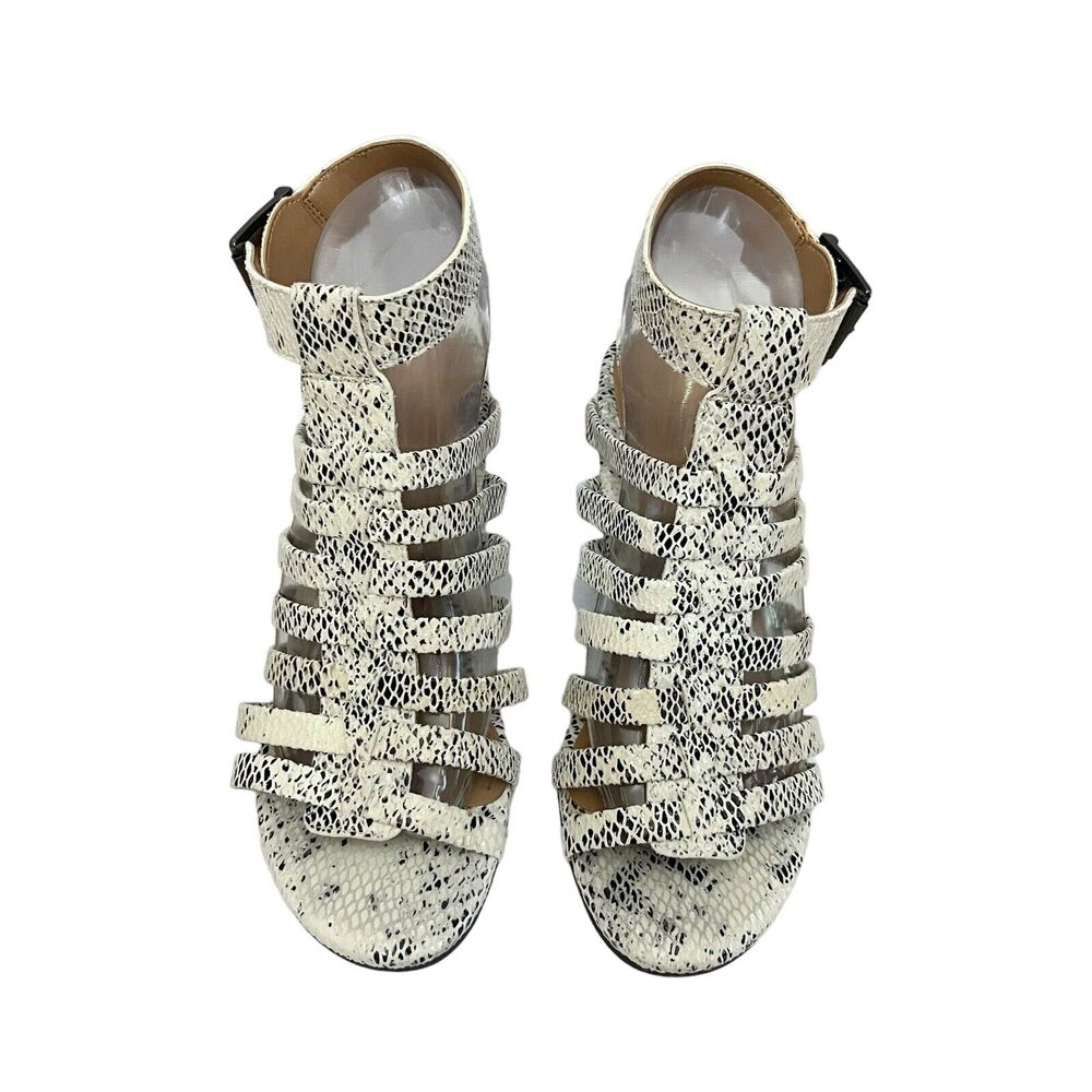 Vionic Sami Snake Print Sandals Block Heel Open Toe Ankle Strap Leather - Picture 2 of 10